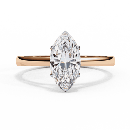 Marquise Cut Lab Grown Diamond Solitaire Engagement Ring with Six Prong Tapered Cathedral