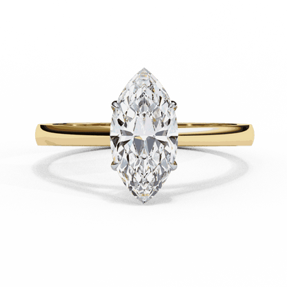 Marquise Cut Lab Grown Diamond Solitaire Engagement Ring with Six Prong Tapered Cathedral