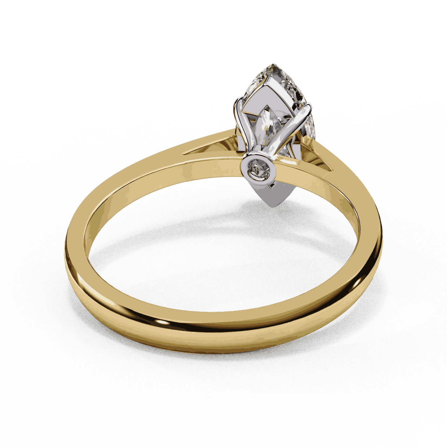 Marquise Cut Lab Grown Diamond Solitaire Engagement Ring with Six Prong Tapered Cathedral