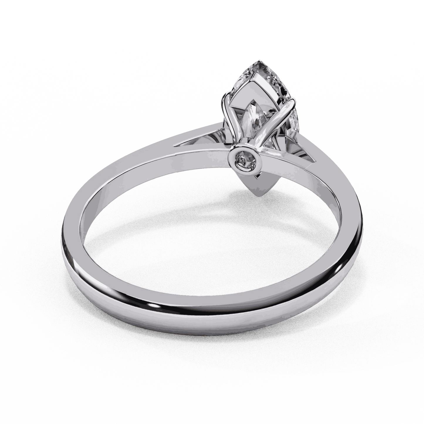 Marquise Cut Lab Grown Diamond Solitaire Engagement Ring with Six Prong Tapered Cathedral