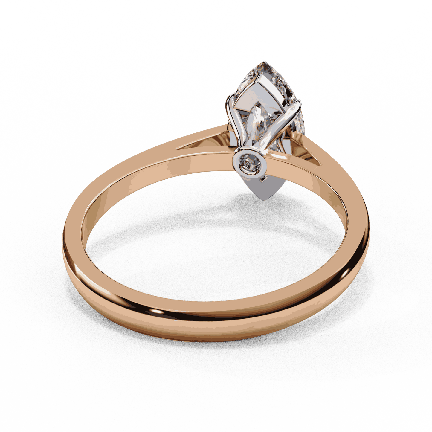 Marquise Cut Lab Grown Diamond Solitaire Engagement Ring with Six Prong Tapered Cathedral