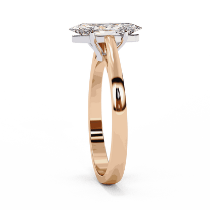Marquise Cut Lab Grown Diamond Solitaire Engagement Ring with Six Prong Tapered Cathedral