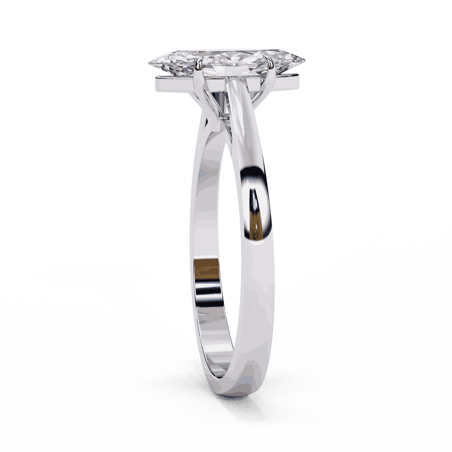 Marquise Cut Lab Grown Diamond Solitaire Engagement Ring with Six Prong Tapered Cathedral