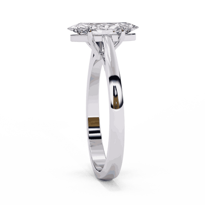Marquise Cut Lab Grown Diamond Solitaire Engagement Ring with Six Prong Tapered Cathedral