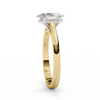 Oval Cut Lab Grown Diamond Solitaire Engagement Ring with Four Prong Tapered Cathedral