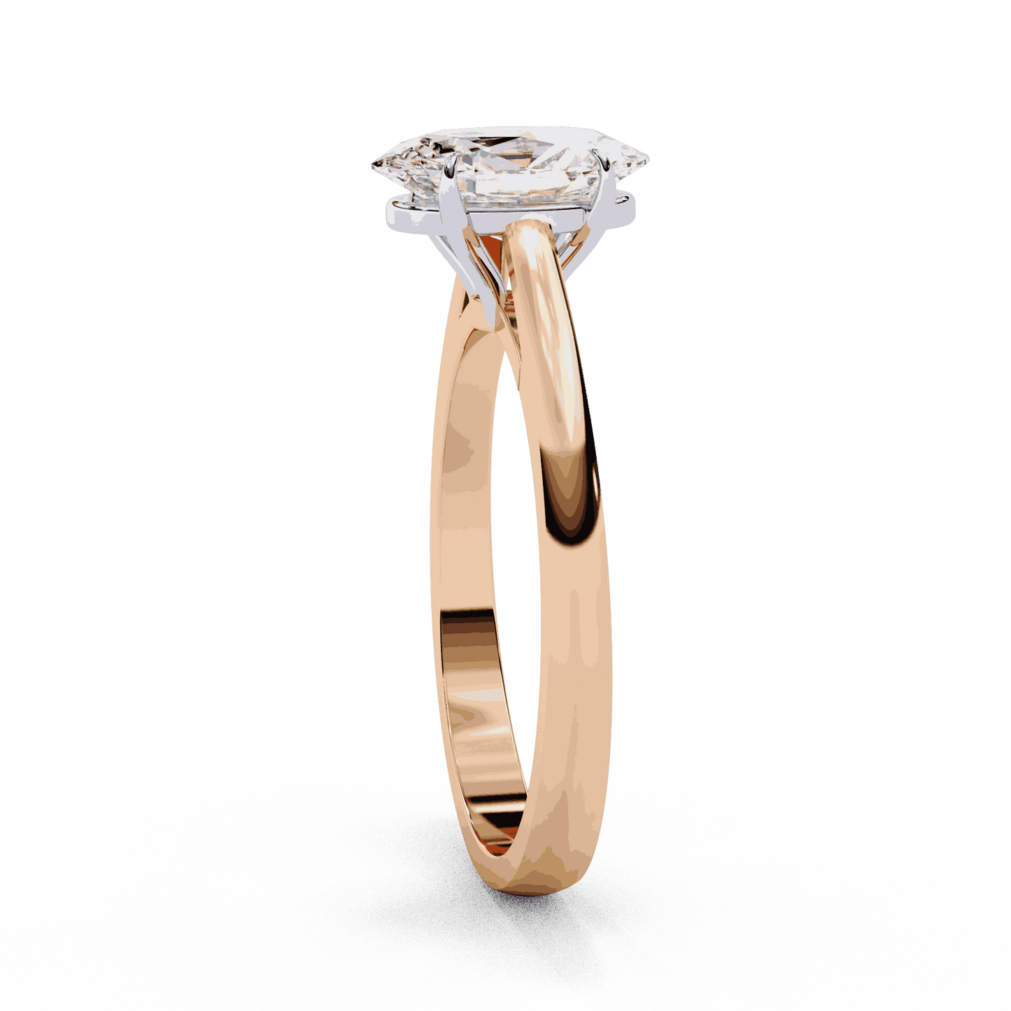 Oval Cut Lab Grown Diamond Solitaire Engagement Ring with Four Prong Tapered Cathedral