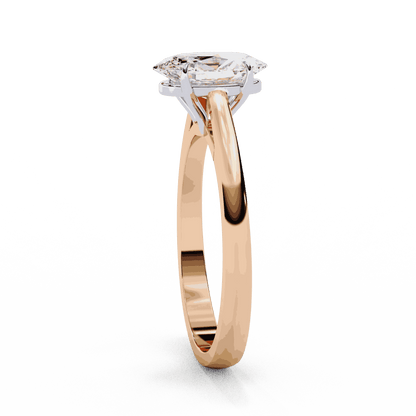 Oval Cut Lab Grown Diamond Solitaire Engagement Ring with Four Prong Tapered Cathedral