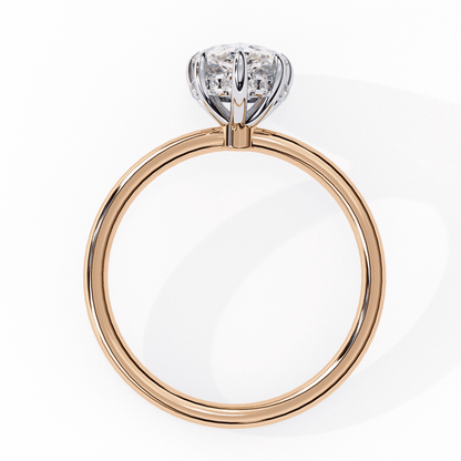 Pear Cut Lab Grown Diamond Halo Engagement Ring with Hidden Pavé and Five Prong Head
