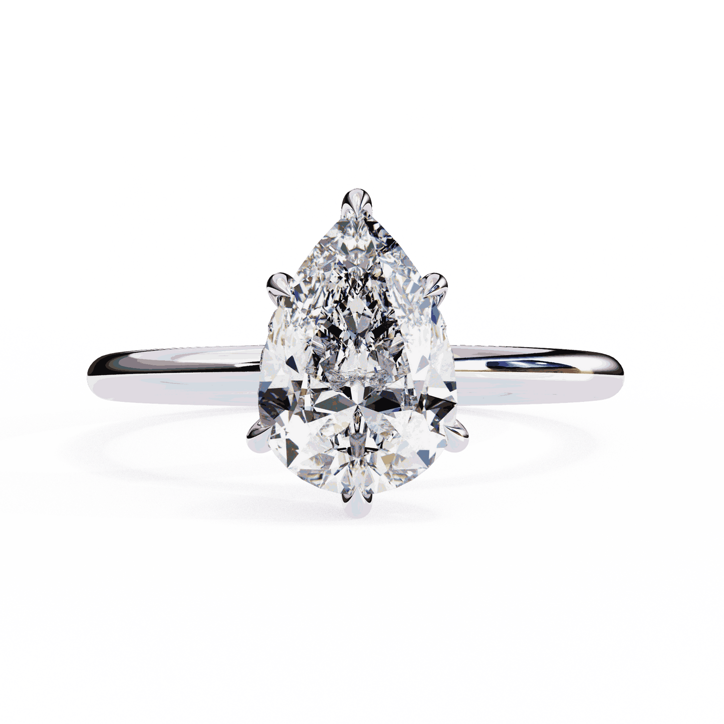 Pear Cut Lab Grown Diamond Halo Engagement Ring with Hidden Pavé and Five Prong Head