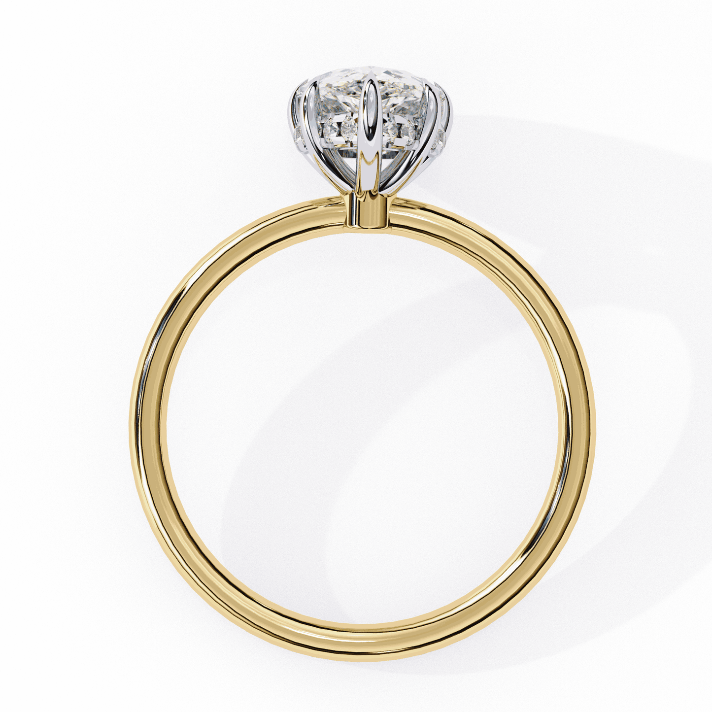 Pear Cut Lab Grown Diamond Halo Engagement Ring with Hidden Pavé and Five Prong Head