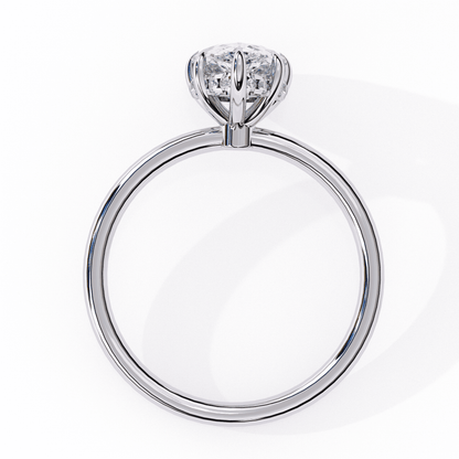 Pear Cut Lab Grown Diamond Halo Engagement Ring with Hidden Pavé and Five Prong Head