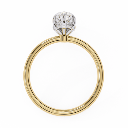 Marquise Cut Lab Grown Diamond Halo Engagement Ring with Hidden Pavé and V Tip Prongs