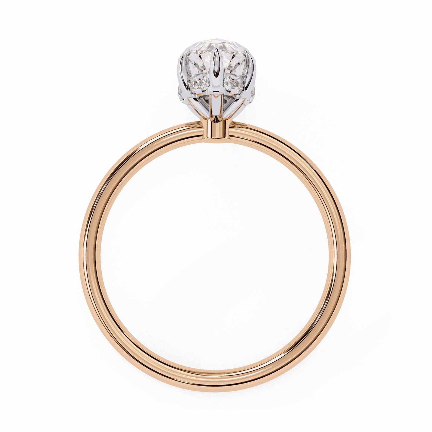 Marquise Cut Lab Grown Diamond Halo Engagement Ring with Hidden Pavé and V Tip Prongs