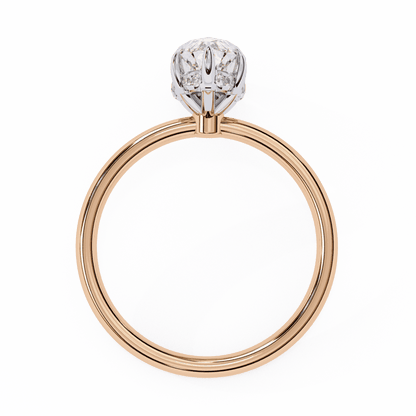 Marquise Cut Lab Grown Diamond Halo Engagement Ring with Hidden Pavé and V Tip Prongs
