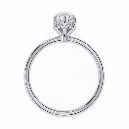 Marquise Cut Lab Grown Diamond Halo Engagement Ring with Hidden Pavé and V Tip Prongs