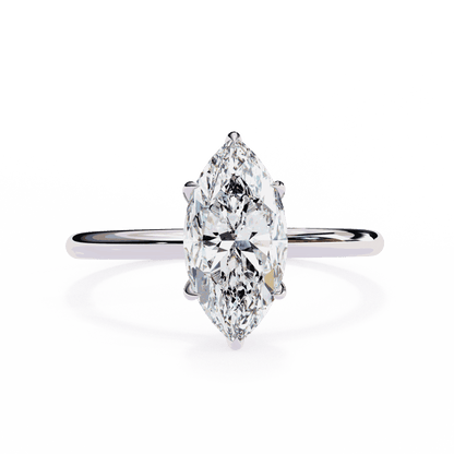 Marquise Cut Lab Grown Diamond Halo Engagement Ring with Hidden Pavé and V Tip Prongs