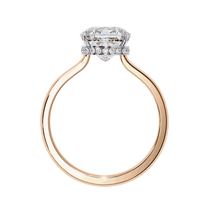 Cushion Cut Lab Grown Diamond Solitaire Engagement Ring with Hidden Halo
