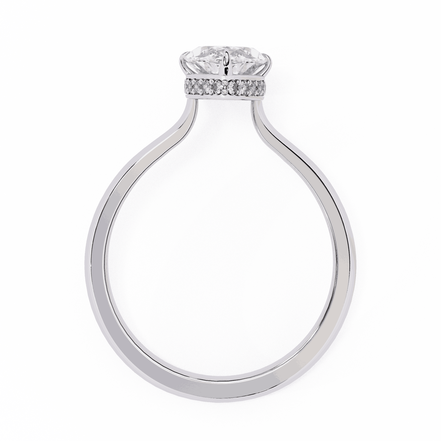 Marquise Cut Lab Grown Diamond Solitaire Engagement Ring with Hidden Halo