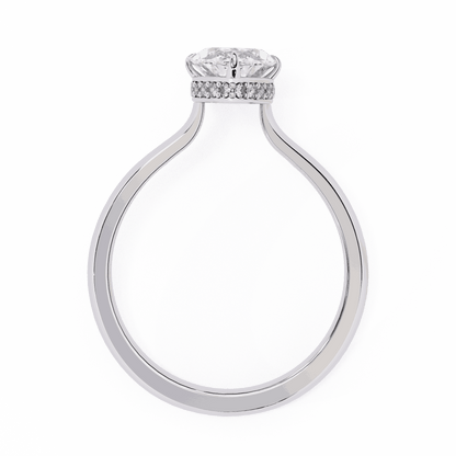 Marquise Cut Lab Grown Diamond Solitaire Engagement Ring with Hidden Halo