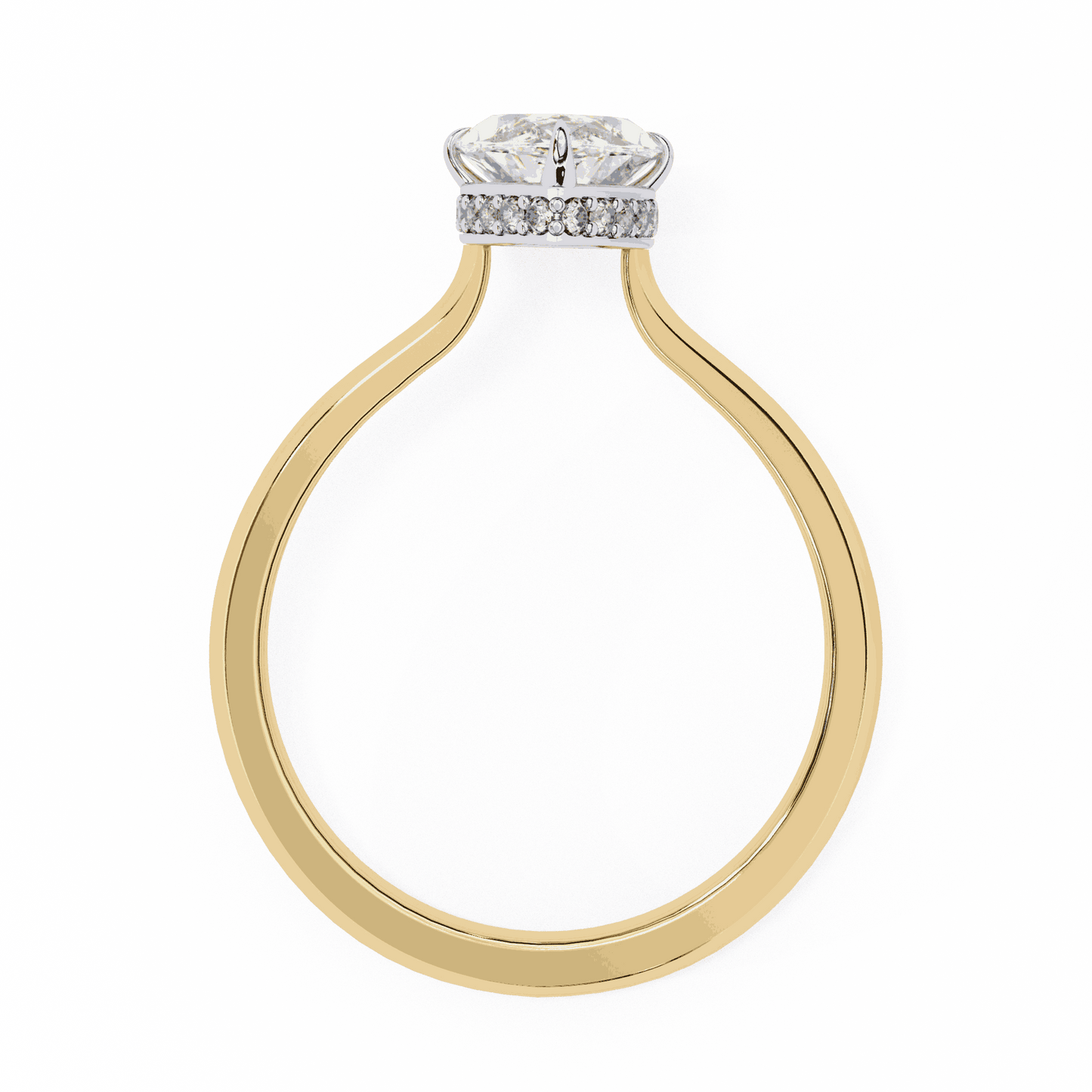 Marquise Cut Lab Grown Diamond Solitaire Engagement Ring with Hidden Halo