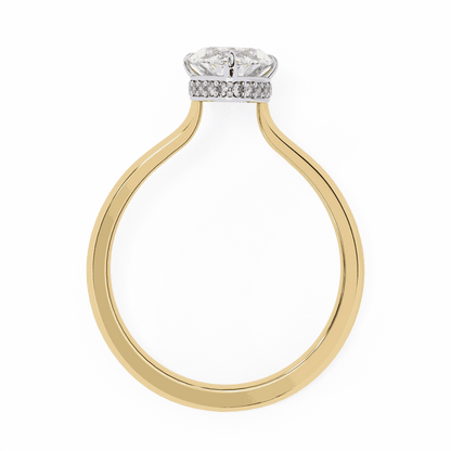 Marquise Cut Lab Grown Diamond Solitaire Engagement Ring with Hidden Halo