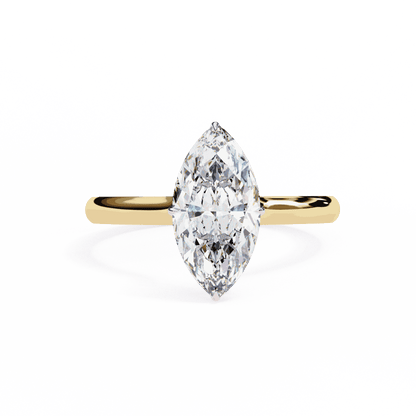 Marquise Cut Lab Grown Diamond Solitaire Engagement Ring with Hidden Halo
