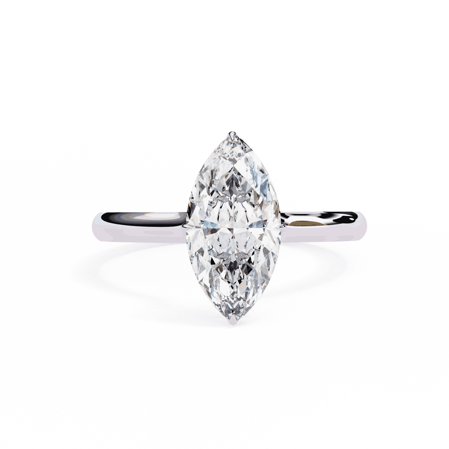 Marquise Cut Lab Grown Diamond Solitaire Engagement Ring with Hidden Halo