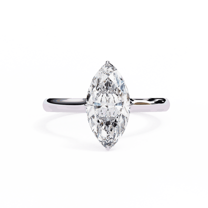 Marquise Cut Lab Grown Diamond Solitaire Engagement Ring with Hidden Halo
