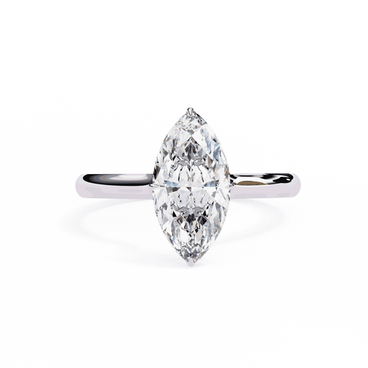 Marquise Cut Lab Grown Diamond Solitaire Engagement Ring with Hidden Halo