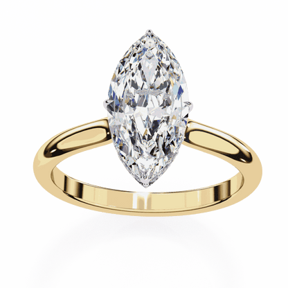 Marquise Cut Lab Grown Diamond Solitaire Engagement Ring with Hidden Halo