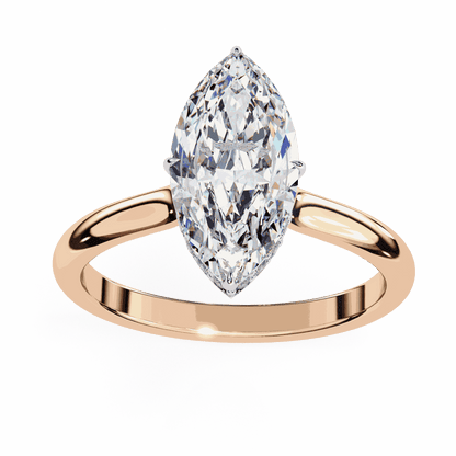 Marquise Cut Lab Grown Diamond Solitaire Engagement Ring with Hidden Halo