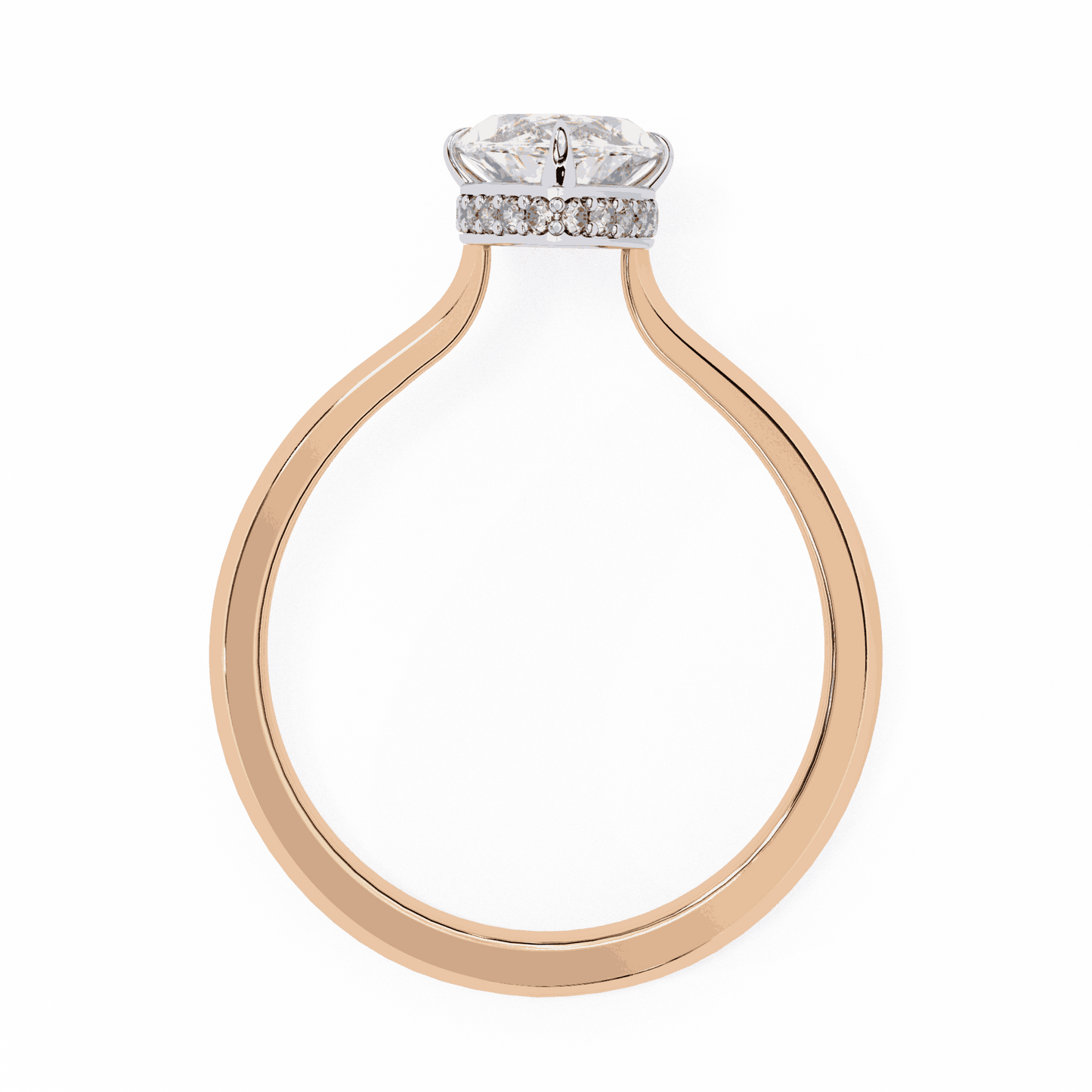 Marquise Cut Lab Grown Diamond Solitaire Engagement Ring with Hidden Halo