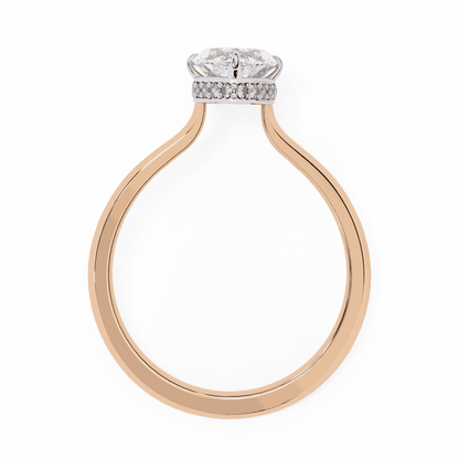Marquise Cut Lab Grown Diamond Solitaire Engagement Ring with Hidden Halo