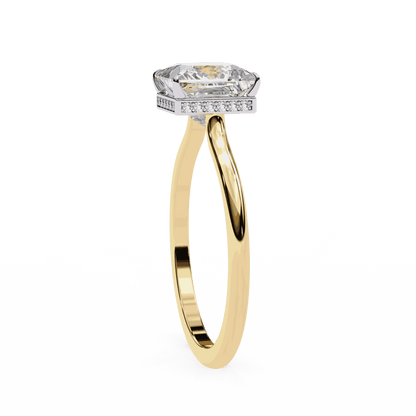 Princess Cut Lab Grown Diamond Solitaire Engagement Ring with Hidden Halo
