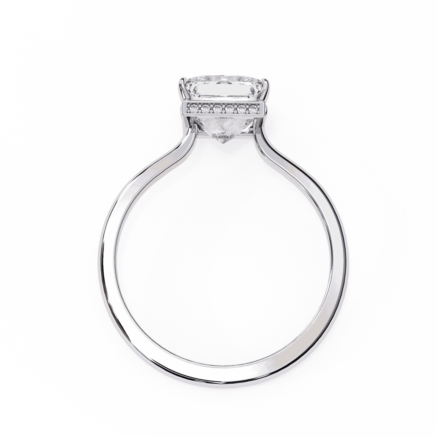 Princess Cut Lab Grown Diamond Solitaire Engagement Ring with Hidden Halo