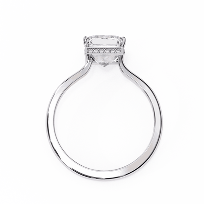 Princess Cut Lab Grown Diamond Solitaire Engagement Ring with Hidden Halo