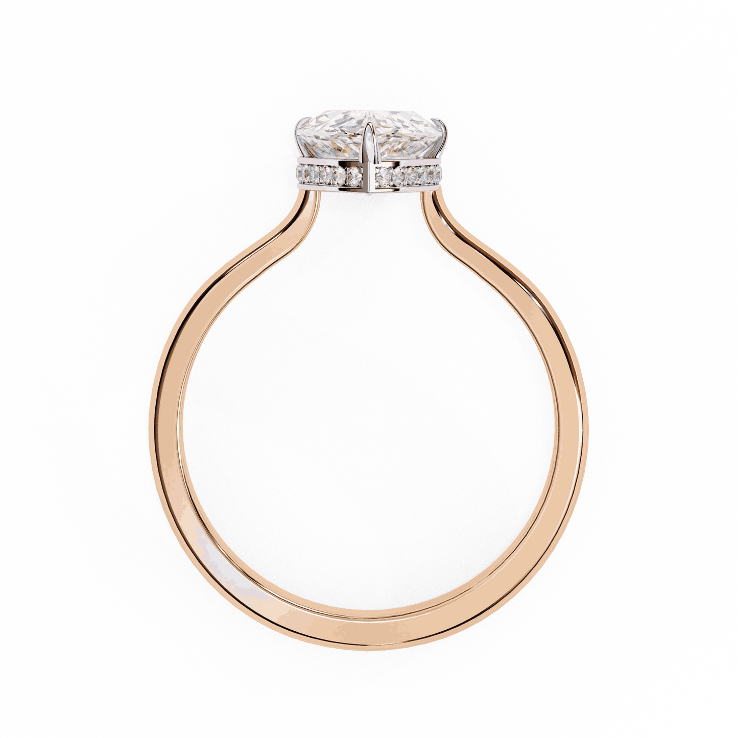 Pear Cut Lab Grown Diamond Solitaire Engagement Ring with Hidden Halo Basket