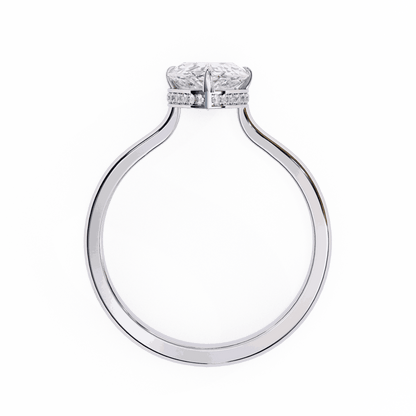 Pear Cut Lab Grown Diamond Solitaire Engagement Ring with Hidden Halo Basket