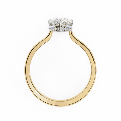 Pear Cut Lab Grown Diamond Solitaire Engagement Ring with Hidden Halo Basket