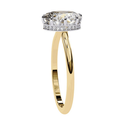 Oval Cut Lab Grown Diamond Solitaire Engagement Ring with Hidden Halo Basket
