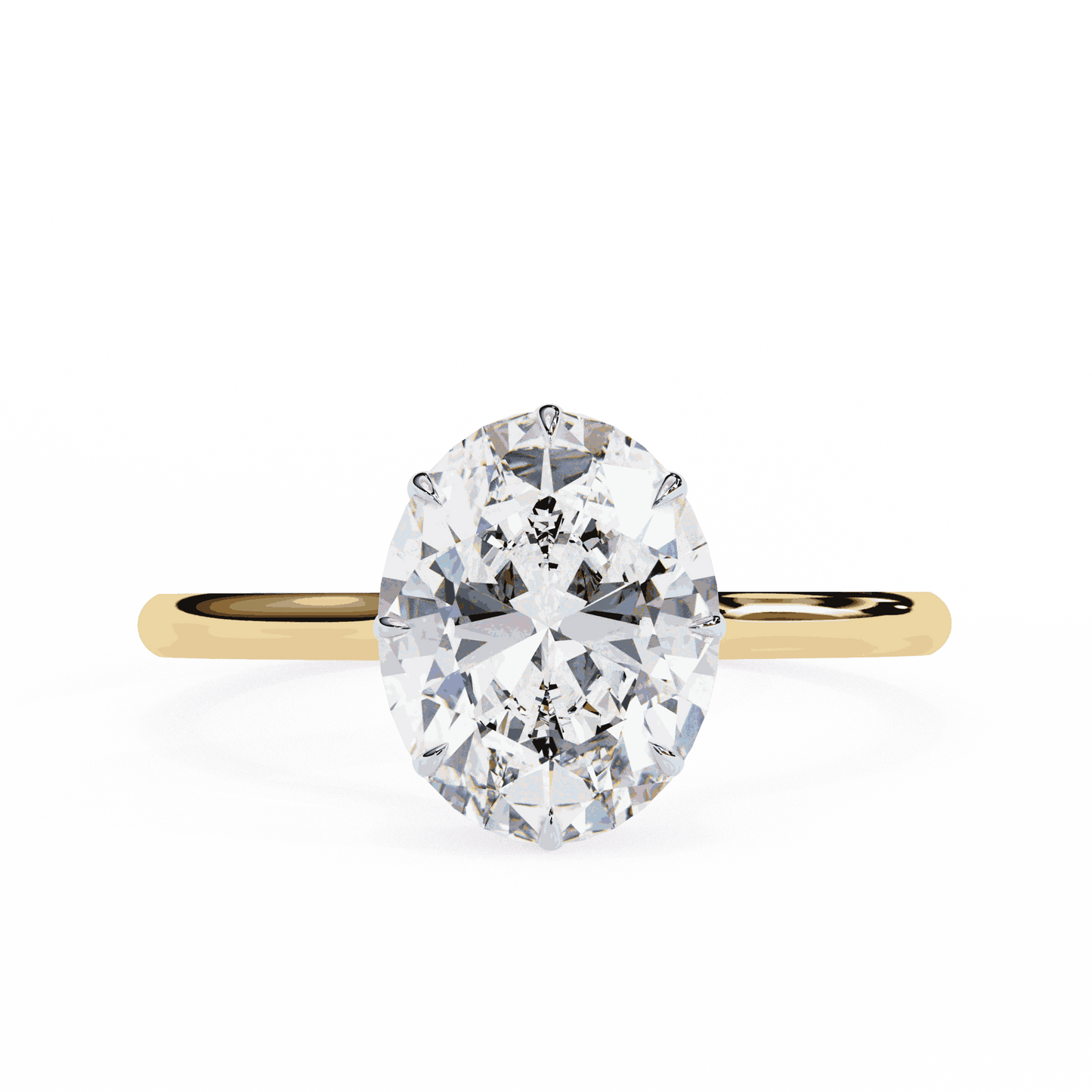 Oval Cut Lab Grown Diamond Solitaire Engagement Ring with Hidden Halo Basket