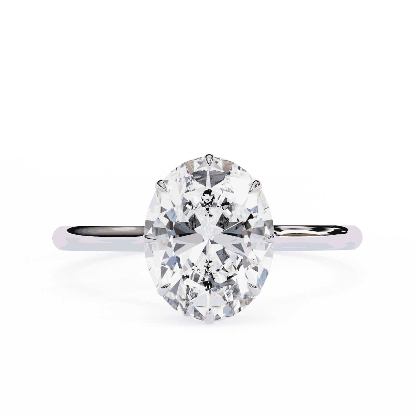 Oval Cut Lab Grown Diamond Solitaire Engagement Ring with Hidden Halo Basket