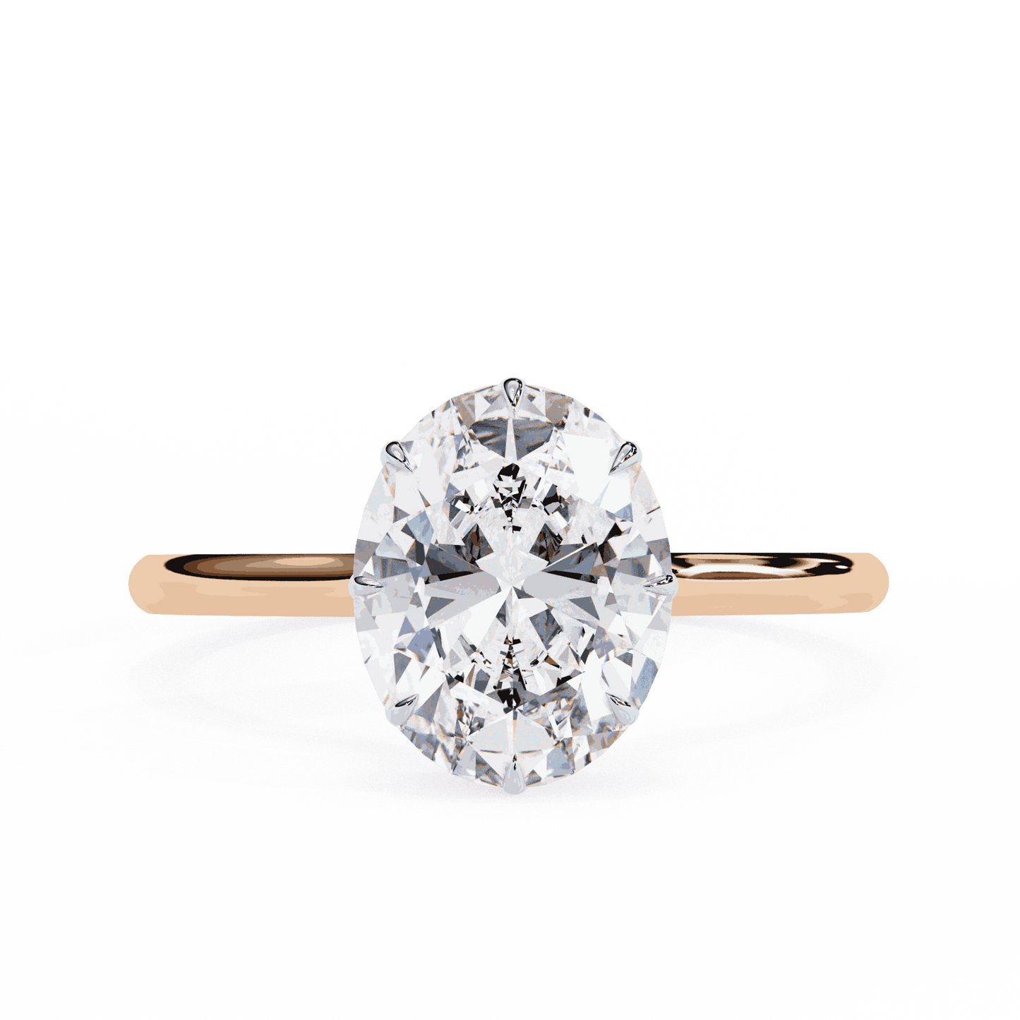 Oval Cut Lab Grown Diamond Solitaire Engagement Ring with Hidden Halo Basket