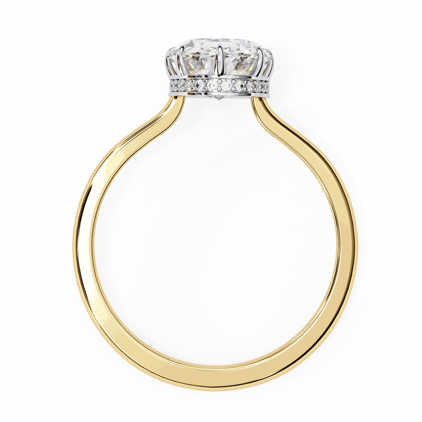 Oval Cut Lab Grown Diamond Solitaire Engagement Ring with Hidden Halo Basket