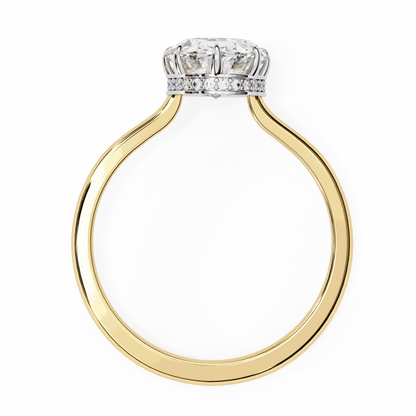 Oval Cut Lab Grown Diamond Solitaire Engagement Ring with Hidden Halo Basket