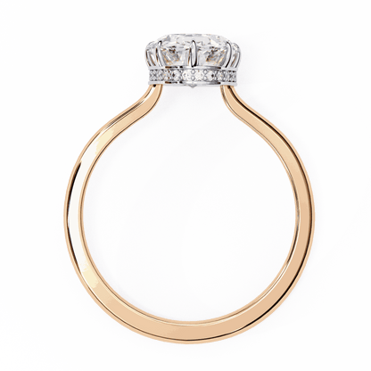 Oval Cut Lab Grown Diamond Solitaire Engagement Ring with Hidden Halo Basket