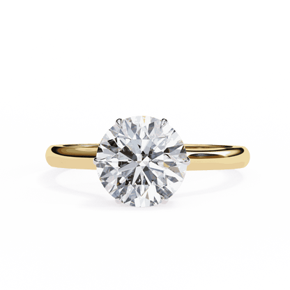 Round Cut Lab Grown Diamond Solitaire Engagement Ring with Hidden Halo