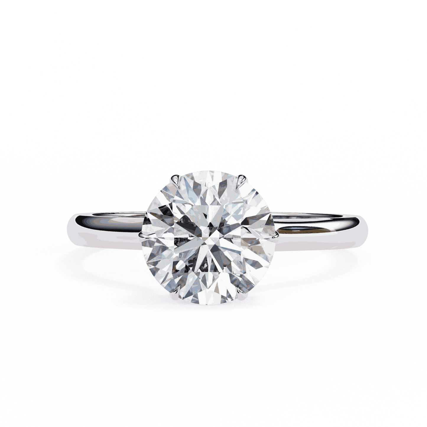 Round Cut Lab Grown Diamond Solitaire Engagement Ring with Hidden Halo