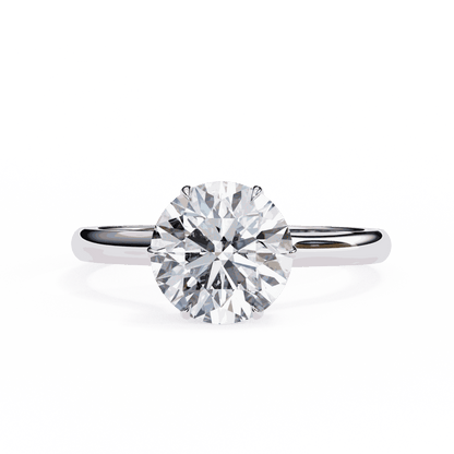 Round Cut Lab Grown Diamond Solitaire Engagement Ring with Hidden Halo