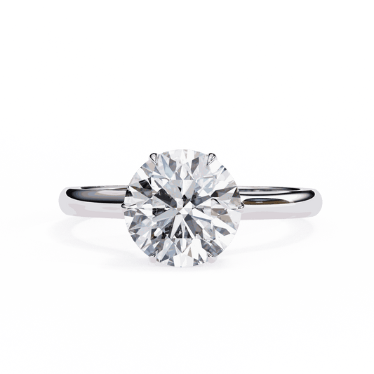 Round Cut Lab Grown Diamond Solitaire Engagement Ring with Hidden Halo